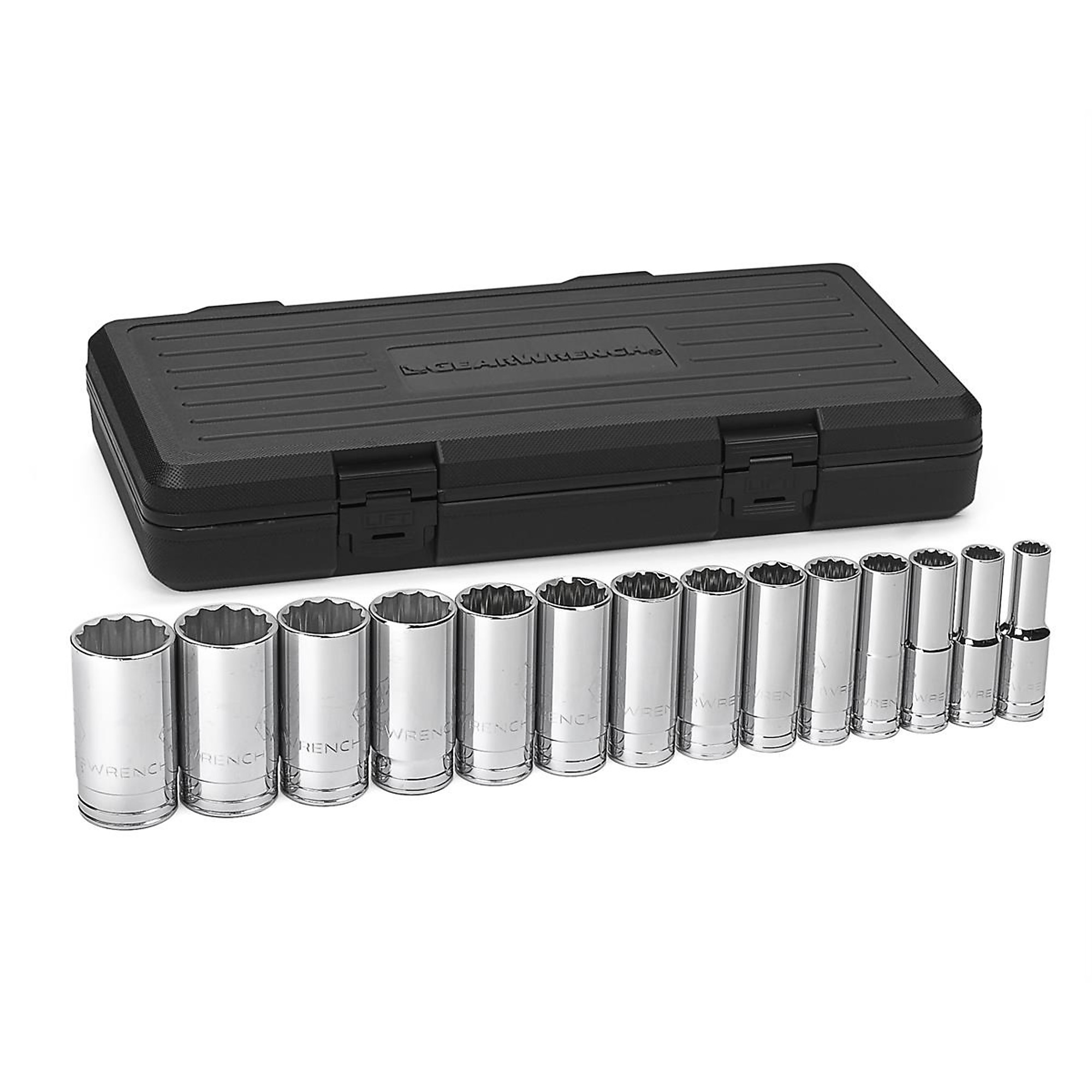 GearWrench 14-Pc. 1/2in. Drive SAE Deep 12-Point Socket Set, Model# KDT80732